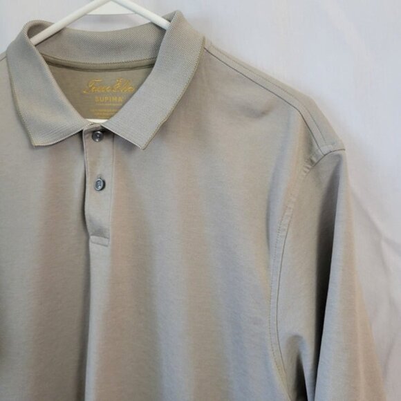 Tasso Elba Polo Golf XL Men's Shirt taupe neutral Supima Cotton short slv EUC - Picture 5 of 7